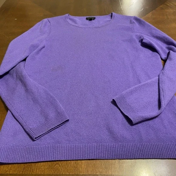 Talbots 100% Pure Cashmere Knit Sweater Size Small Purple Preppy Academia - Picture 10 of 10